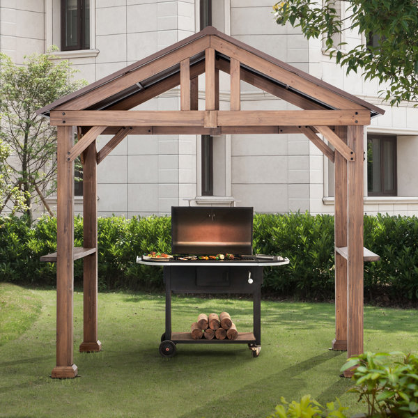 Sunjoy 8 Ft. W x 5 Ft. D Solid Wood Grill Gazebo Wayfair